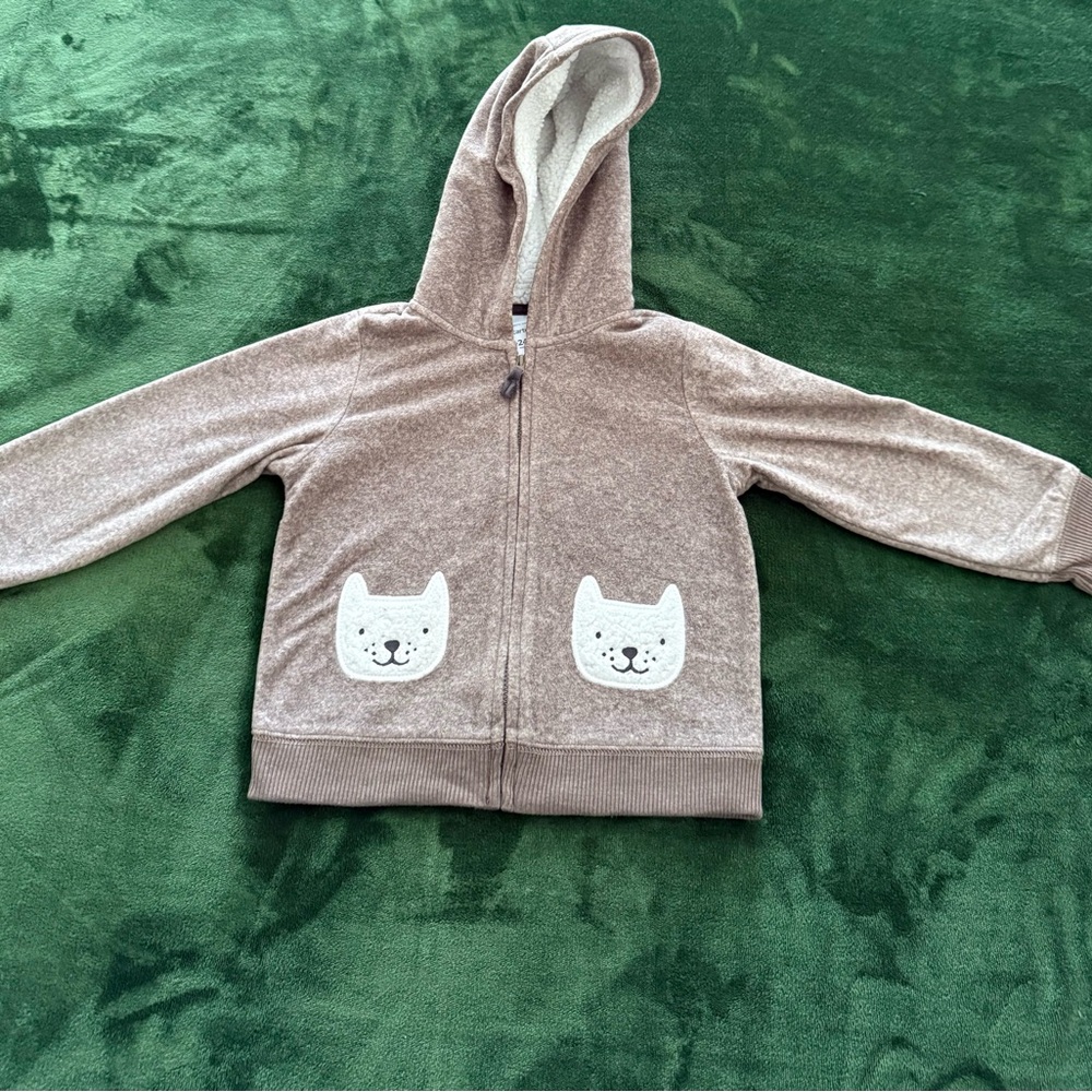 Carter's Tan Hoodie with Cat Pockets